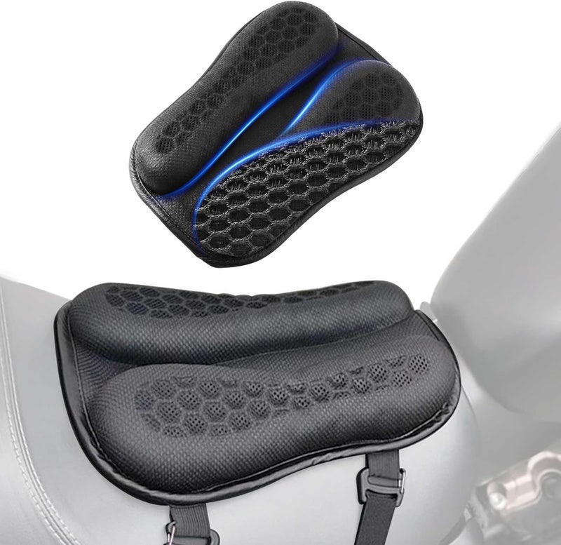 PACEWALKER Universal Motorcycle Gel Seat Cushion 3D Honeycomb Structure Breathable and Shock Absorption Pad for Comfortable Long Rides - Image 1